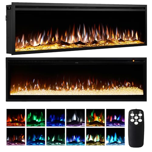 INMOZATA Elektrokamin Wand/Stand Einbaukamin 152cm/60 Zoll Elektrokamin mit Heizung 900W & 1800W, LED Kaminfeuer mit Flammeneffekt, 12 Flammenfarben, Heizfunktion, Thermostat, Timer, Fernbedienung INMOZATA Elektrokamin Wand/Stand Einbaukamin 152cm/60 Zoll Elektrokamin mit Heizung 900W & 1800W, LED Kaminfeuer mit Flammeneffekt, 12 Flammenfarben, Heizfunktion, Thermostat, Timer, Fernbedienung
