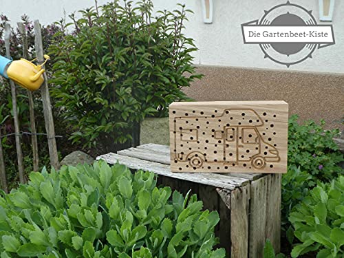 Die Gartenbeet-Kiste Insektenhotel Wildbienen Camper Nisthilfe Bienen Eiche Massivholz – Bild 7