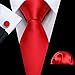 Barry.Wang Plain Men Silk Ties Extra Long Stain Necktie for Wedding Business Handkerchief Cufflinks Set Solid Colors