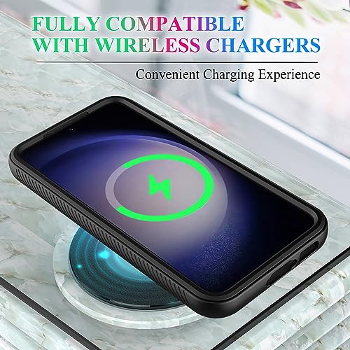 wahhle Compatible with Samsung Galaxy S23 Case, Built in Screen Protector Full Body Shockproof Slim Fit Bumper Protective Phone Cover for Galaxy S23 5G 6.1'' Men Women-Black/Clear by wahhle - Image 7