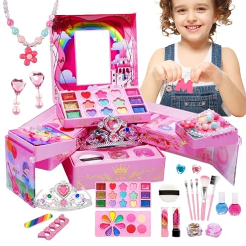 Kit de iniciación de maquillaje real para niños, juguetes de maquillaje para niñas - Set de maquillaje falso lavable Princesa | Las niñas fingen juegos de maquillaje para Navidad, cumpleaños, Año Nuev