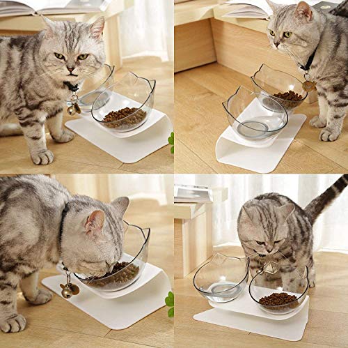 Futternäpfe Katzen Futter,15 ° Kippbare katzennäpfe Doppelter Futternäpfe Katzenfutter Transparente Katzenfutterschale Futternapf Katze Katzennäpfe für Katze Welpe Futter und Wasser