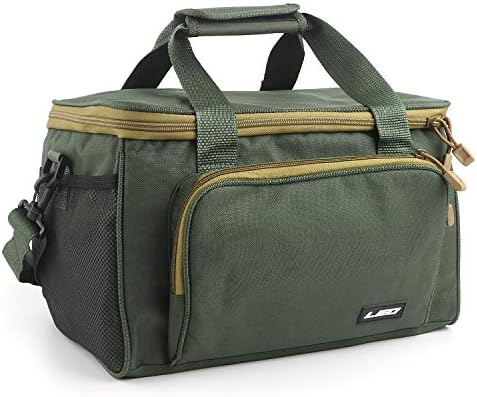 Waterproof Fishing Tackle Bag Portable Lures Kit Carrier Bag Slide Waist Canvas Packs Shoulder Bag Outdoor Multifunctional Large Capacity Storage Bag for Fishing Hunting Hiking (Green)