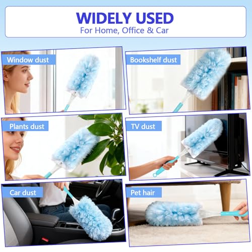Image of Heavy Duty Duster Refills for Swiffer Duster (40 Count) | 360 Unscented Disposable Multisurface Dusters with 1 Handle- for Home, Blinds, Fans & Corners, Blue