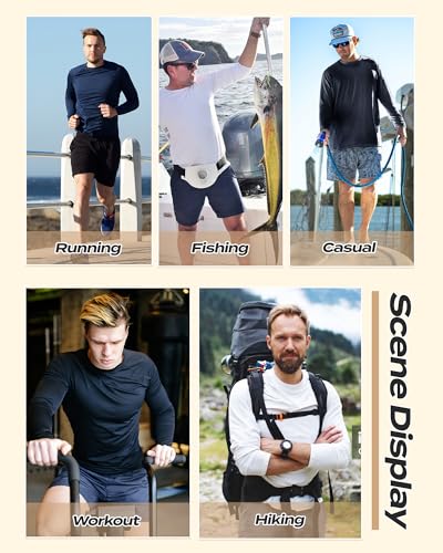 Image of Long Sleeve Shirts for Men - Quick Dry Moisture Wicking UV UPF Sun Protection T-Shirts for Fishing Workout Swim