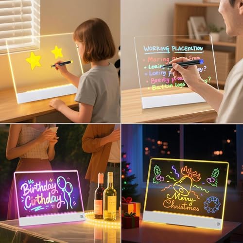 Tableau LED effaçable à sec et panneau acrylique rechargeable pour l'école