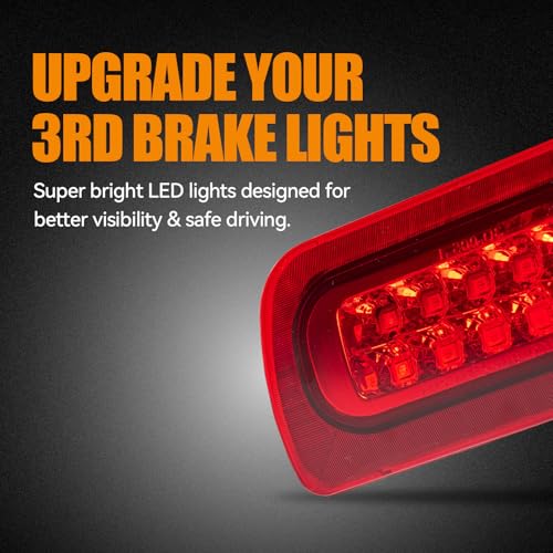 Image of Third 3rd Brake Light LED for 1994-2003 Chevy S10 /GMC Sonoma Standard /Regular /Crew Cab, High Mount Rear Brake Lights Assembly, Waterproof Center Cab Lamp Stop Light (Not for Extended Cab)