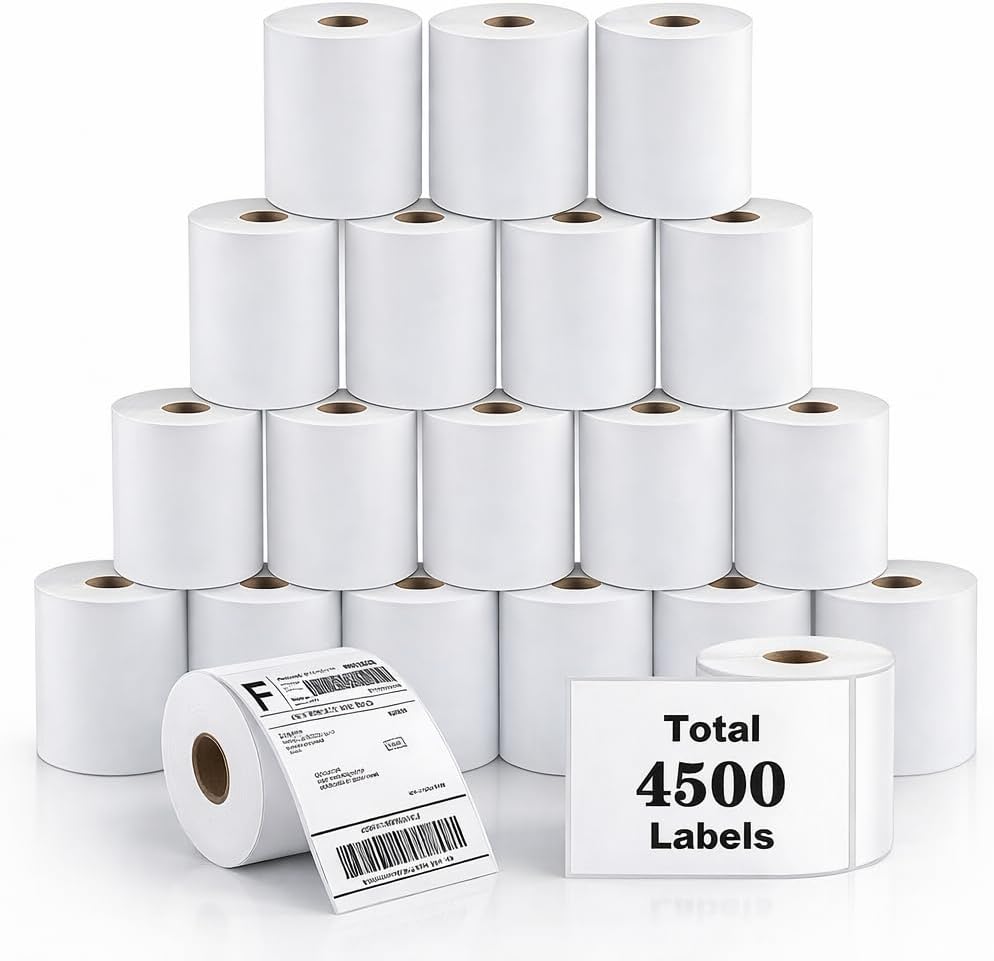 4500Pcs 4"x6" Thermal Shipping Labels – 18 Rolls of 250, Direct Thermal Labels Roll Compatible with Rollo, Zebra, and More Printers, for UPS, FedEx & USPS
