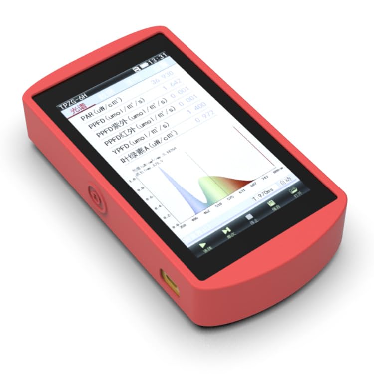 HOJILA Plant Light Spectrometer PPFD Meter Grow Light Meter Plant Lighting Analyzer, 350-800nm, 5.0 inch Screen