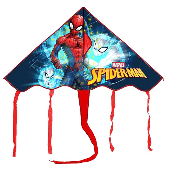 Cometa Spiderman para niños – 100 x 56 cm, fácil de volar, ligera y resistente, diseño divertido con personaje de dibujos animados, juguete de verano para playa, parque y jardín