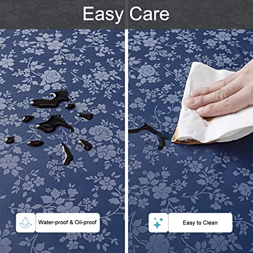 Image of Smiry Round Table Cloth, Waterproof Heavy Duty Vinyl Tablecloths, Wipeable Washable Table Cover for Kitchen and Dining Room (Navy Blue, 70 inch x 70 inch)
