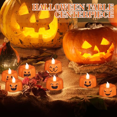 Image of GenSwin Pumpkin Halloween Flameless Candles Battery Operated with Timer
