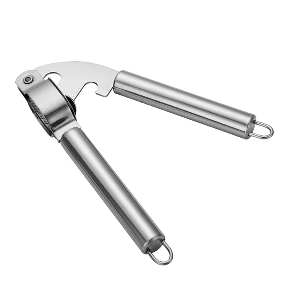 Garlic Press, Stainless Steel Garlic Mincer, Multi-purpose Ginger Crusher, Mincing & Crushing Tool for Ginger, Nuts & Seeds – Ergonomic Handle Labor-saving Design Rust-proof by FUNZON (1 Piece)