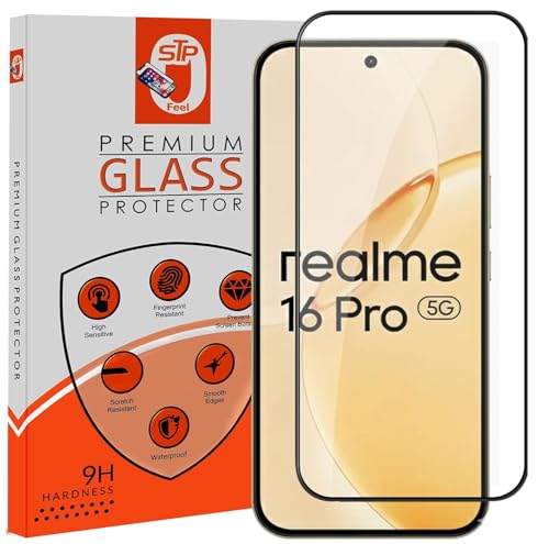 Image of STP FEEL Premium HD+ Tempered Glass Screen Protector Guard Compatible For Realme 16 Pro 5G (6.78 Inch, Pack of 1) | Edge to Edge Coverage With Easy to installation kit for Smartphone
