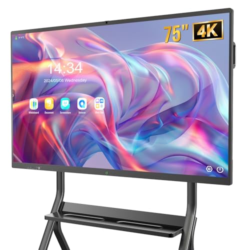 Image of Smart Board,75 Inch Interactive Whiteboard 4K Touchscreen Built in Ultra High Definition Camera Open App Ecosystem, Digital Presentation Electronic Smart WhiteBoard for Classroom Home Office