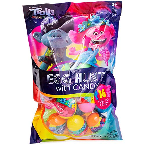 Trolls World Tour Candy Filled Easter Eggs, 16 Count, 2.82 Ounce