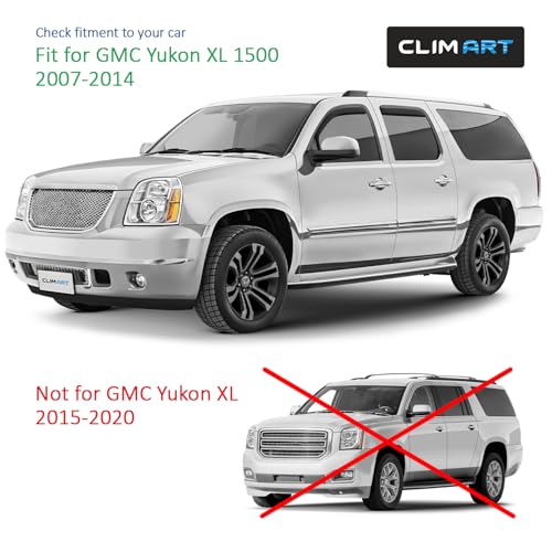 Image of CLIM ART in-Channel Incredibly Durable Rain Guards for GMC Yukon XL 1500 2007-2014, Original Window Deflectors, Vent Window Visors, Vent Deflector, 4 pcs. - 607181