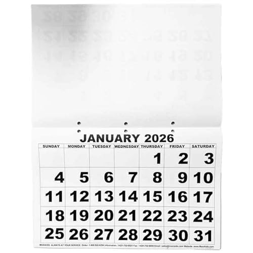 Low Vision Print Calendar- 2026