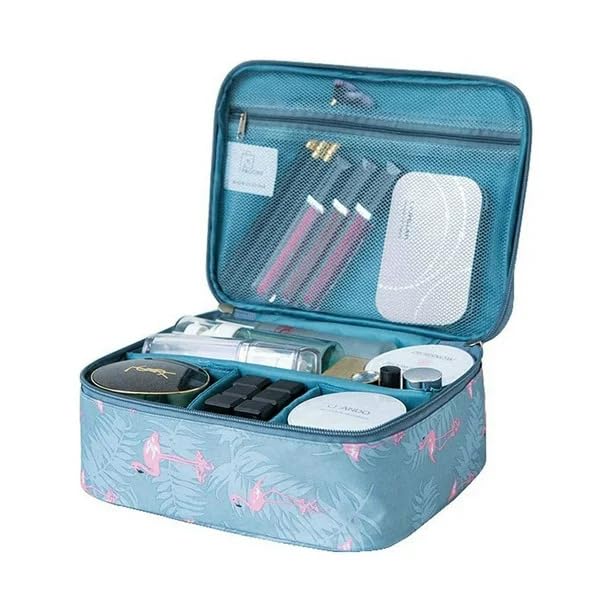 JITRUVA Travel Makeup Pouch Bag Cosmetic Organizer Bag Travel Pouch Cosmetic Bag Pouches for Women Toiletry Bag Makeup Bag for Women Travel Kit Makeup Pouch Flamingo Print, Blue-image-33