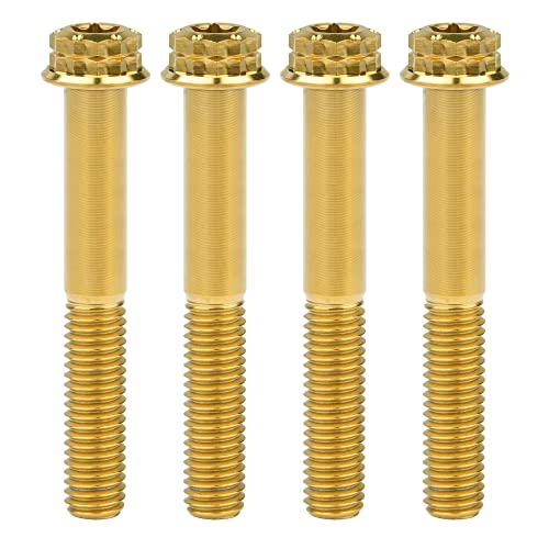 Image of Titanium Flange 12 Point Head M8 x15 20 25 30 35 40 45 50 55 60 65mm Screw Bolt Pack of 4 (M8x50mm, Gold)