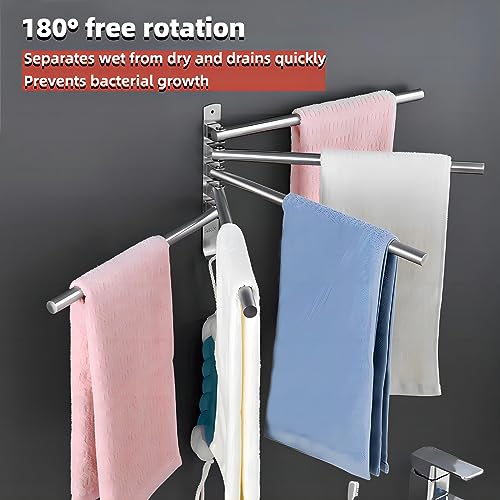 yozhch Kitchen Swivel Towel Rack Wall Mounted, Bathroom Rotating Chrome Towel Rail - Image 4