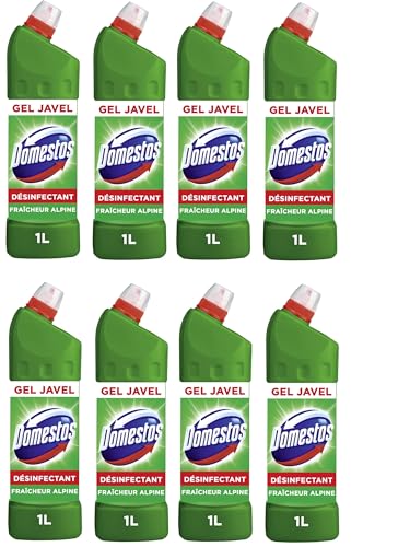 Domestos – Gel con lejía frescura Alpine 1L – 100% desinfectante – Lote de 8