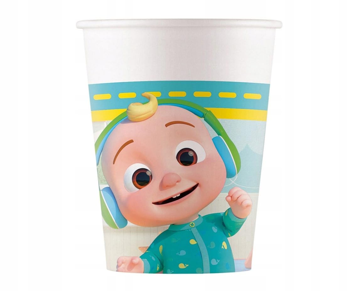 Procos - FSC CoComelon Paper Cups (200 ml), 8 Pieces, Multicoloured, 93509