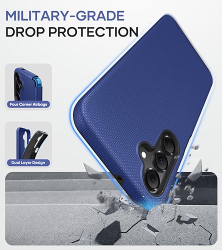 Image of Vihibii for Samsung Galaxy A16 Case, [Double Layer Drop Protection] with 2X Screen Protector, Shockproof Soft Silicone Inner Case & Rugged Hard Outer Cover Phone Case for Samsung A16 5G 2024, Blue