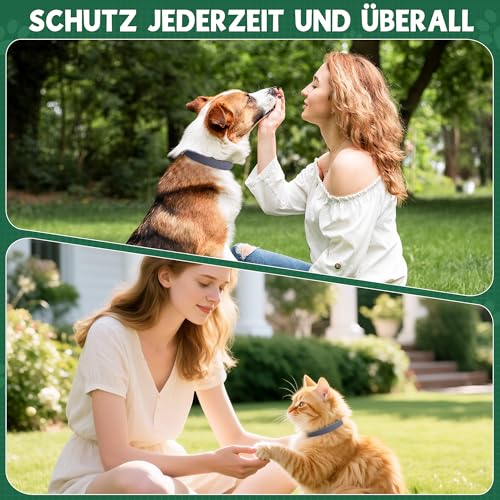 2 Pcs Floh Zeckenhalsband für Katzen & Hunde | Bis zu 16 Monate Langzeitschutz | Natürlicher Floh-und Zeckenschutz | Wasserdichter Verstellbares (Schwarz, Universal)