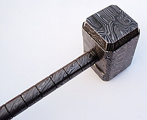PLK-222, HANDMADE FULL DAMASCUS STEEL HAMMER – GREAT PIECE OF ART – FULLY FUNCTIONAL