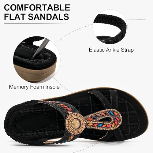 Ecetana Womens Sandals Dressy Summer Comfortable Slip On Bohemian Flats Sandals 2025 Beach Shoes for Walking4
