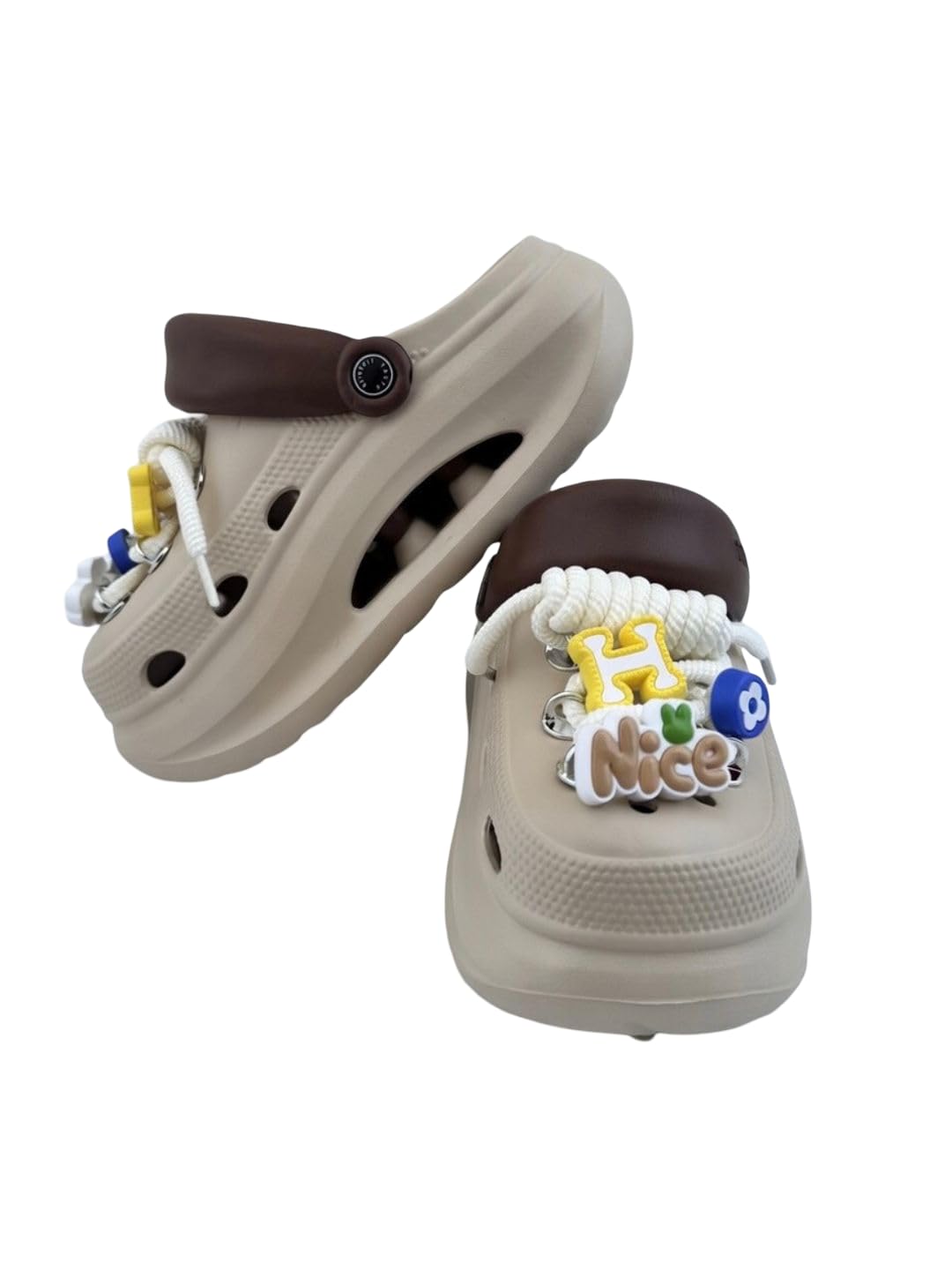 kzully | Clogs for Women | Platform Slip-On Footwear | Alphabet Charm Detail Slides | Lightweight Casual Daily Sandals | Trendy Outdoor Style-picture-24
