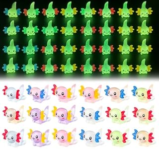Valicaer 48pcs Mini Axolotl Figurines,Cute Axolotl Toy for DIY Craft Glow in the Dark,Garden Landscape Dollhouse & Potted Plant Decorations