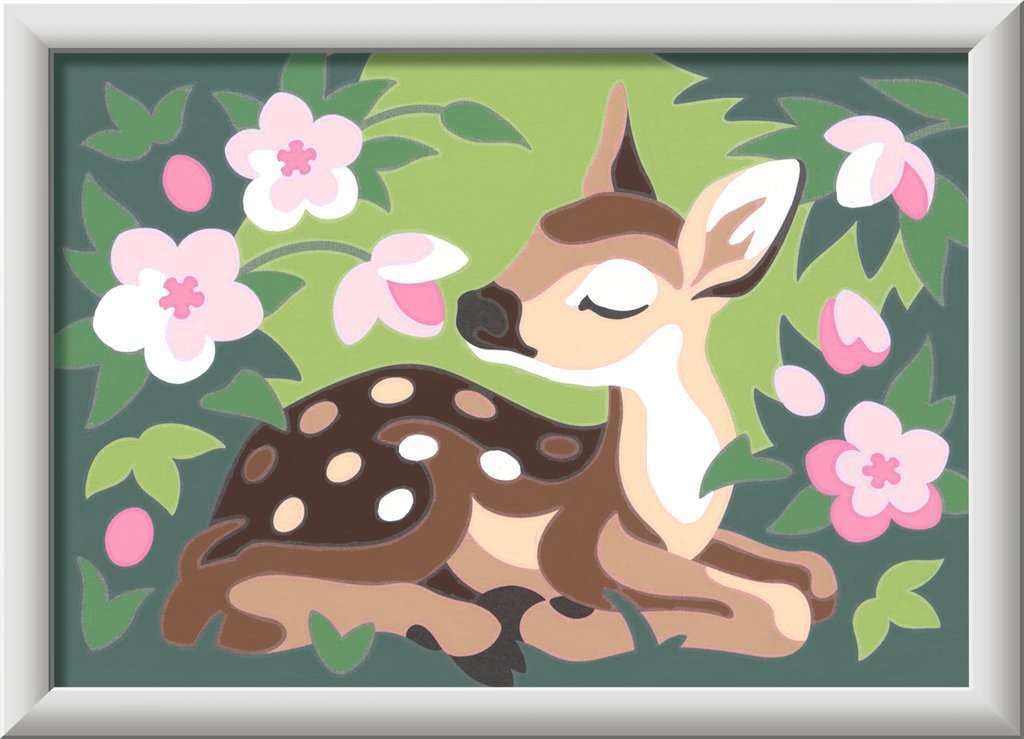 Ravensburger CreArt – Peinture Par Numéros Sweet Deer – Set Enfant 7 Ans – Cadre, Pinceau, 10 Peintures Incluses