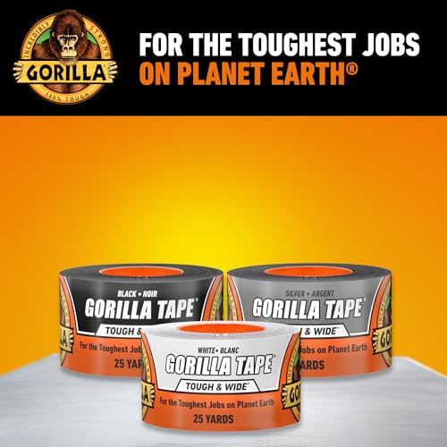 Image of Gorilla Tape Tough & Wide, White Tape, 2.88 inch x 25 yd (Pack of 1) - Heavy Duty and Weather Resistant for Indoor or Outdoor