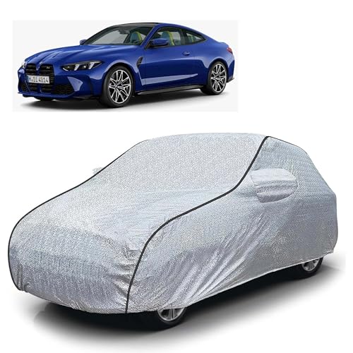 Image of Sulfar 100% Waterproof Car Body Cover Compatible with Mirror for BMW M Series (Triple Stitched, Full Bottom Elastic, Magic Silver with Black Piping)