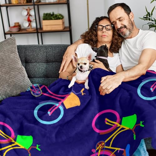 Couverture polaire bicyclette 150x100cm pour lit et canapé