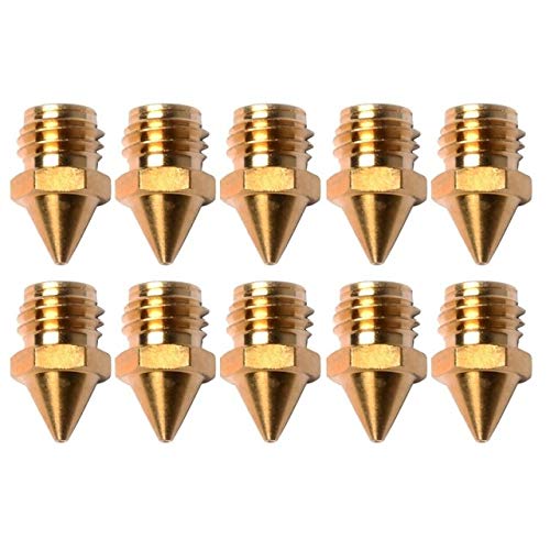 Lysee 3D Printer Parts & Accessories - 3D Printer Accessories, 0.4mm Brass Nozzle Head, Suitable for A10M A20M A30M A10T A20T (10 Pack) - (Color: Gold)