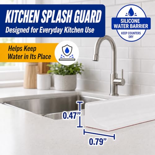 Image of Silicone Shower Threshold Water Dam, Kitchen Sink Splash Guard, Shower Barrier Water Dam(67inch)