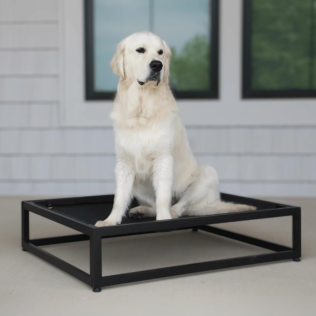 FUZI Up Pup Extra Large Elevated Dog Bed, Strong Indoor/Outdoor Raised Bed for Dogs, Chew-Proof & Durable, Breathable Design, XL Dog Cot, Extra Large Pet Bed, 45x30x9 Black