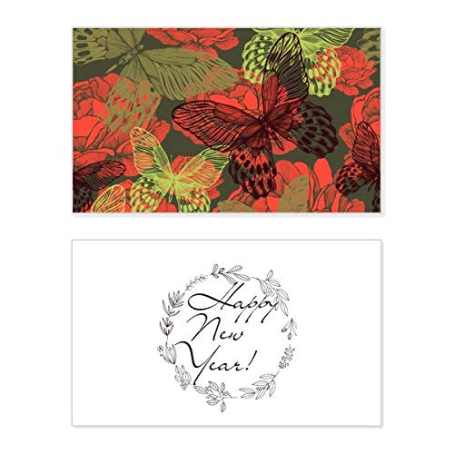 Tarjeta de Año Nuevo con diseño de mariposa para felicitar