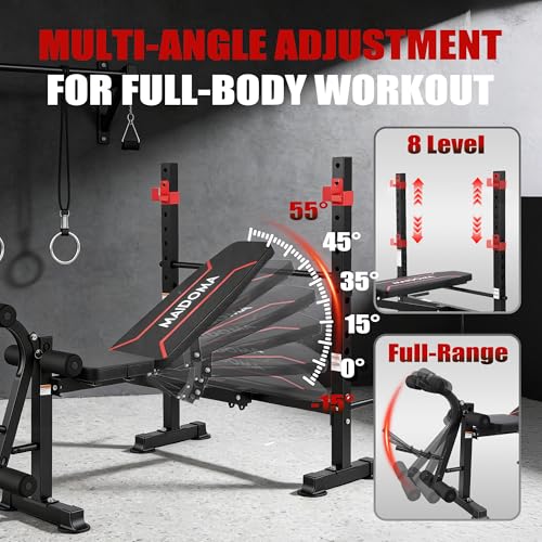 Foldable 1500LBS 8 IN 1 Olympic Weight Bench Set with Squat Rack, Leg Extension/Curl & Preacher Curl, Adjustable Bench Press Set with Safety Bar Catches for Home Gym Full Body Workout - Image 2