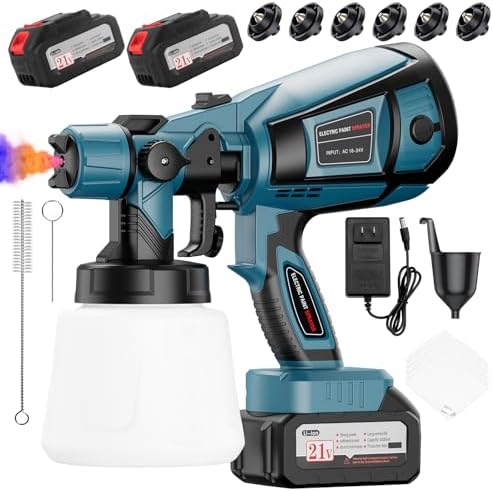 Paint Sprayer, 650W Cordless with 2 X 4.0mAh 21V Battery, All Cop...