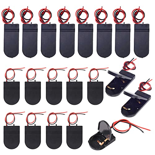 GTIWUNG Lot de 20 Porte-Piles, Supports de Batterie de Cellules de Bouton CR2032, Piles Bouton CR2032 1 x 3V/2 x 3V avec Commutation Marche/Arret Interrupteur,...