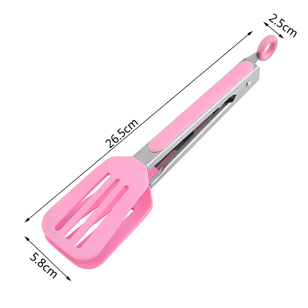 Hoshen 10.4 inches (26.5cm) Kitchen Silicone Tongs, Stainless Steel Handles, Anti-Scalding Grill Clip Bread Steak - Image 3