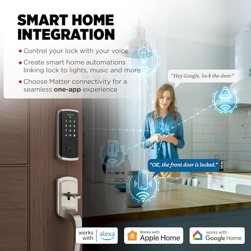 Image of Kwikset Halo Select Smart Lock Keyless Entry Door Lock Wi-Fi and Matter Enabled Deadbolt No Hub Needed, Geofence Auto-Unlock, Grade AAA Certified, Easy Install, Satin Nickel Lifetime Finish Warranty