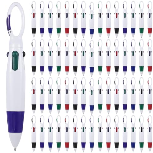 Stylo 4 en 1 multicolore rétractable et rétractables lot de 60 pièces avec mousqueton pratique