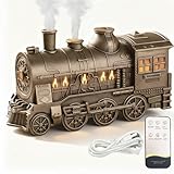 Train Diffuser, 300ml Vintage Steam Train Essential Oil Diffuser, 2 Color LED Dual Mist Modes Christmas Train Air Diffuser Aromatherapy Humidifier with Remote Control, 2/8 Hours Auto Shut-Off