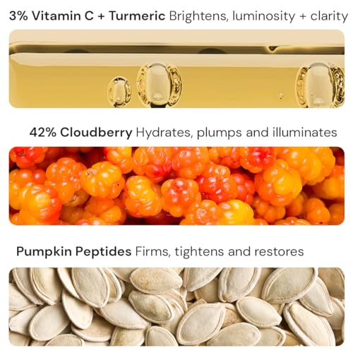 Gleamin-3-Vitamin-C-Facial-Oil-with-Cloudberry-Natural-Peptides-and-Turmeric-For-Hydrating-Visible-Brighen-Skin-Firming-Dull-Skin-Dark-Spots-Fragrance-Free-1-FL-OZ Gleamin 3% Vitamin C Facial Oil - with Cloudberry, Natural Peptides and Turmeric - For Hydrating, Visible Brighen, Skin Firming, Dull Skin & Dark Spots | Fragrance Free - 1 FL OZ - Image 5