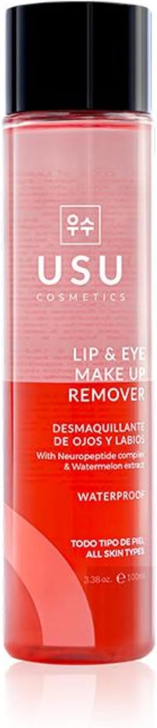 Oog en Lip Make-up Remover – 100 ml – Helpt hardnekkige make-up verwijderen – Hydrateert en verzacht – Geformuleerd met neuropeptiden en pioenrooswortel – Alle huidtypes – USU Cosmetics